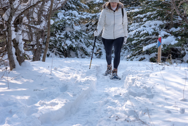 woman snow shoeing